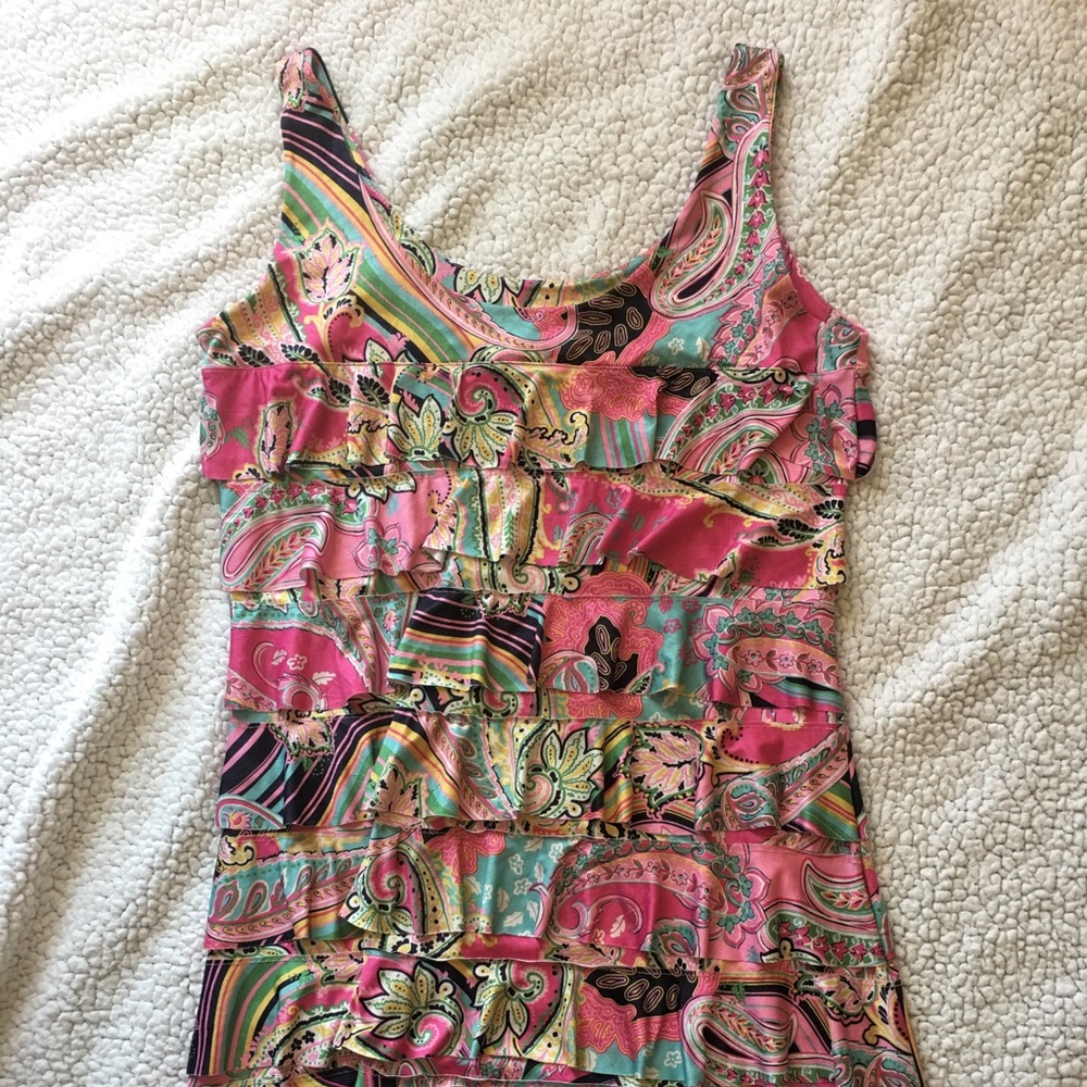 Stretchy fabric dress with layers of ruffles